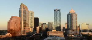 Downtown Tampa skyline at sunset